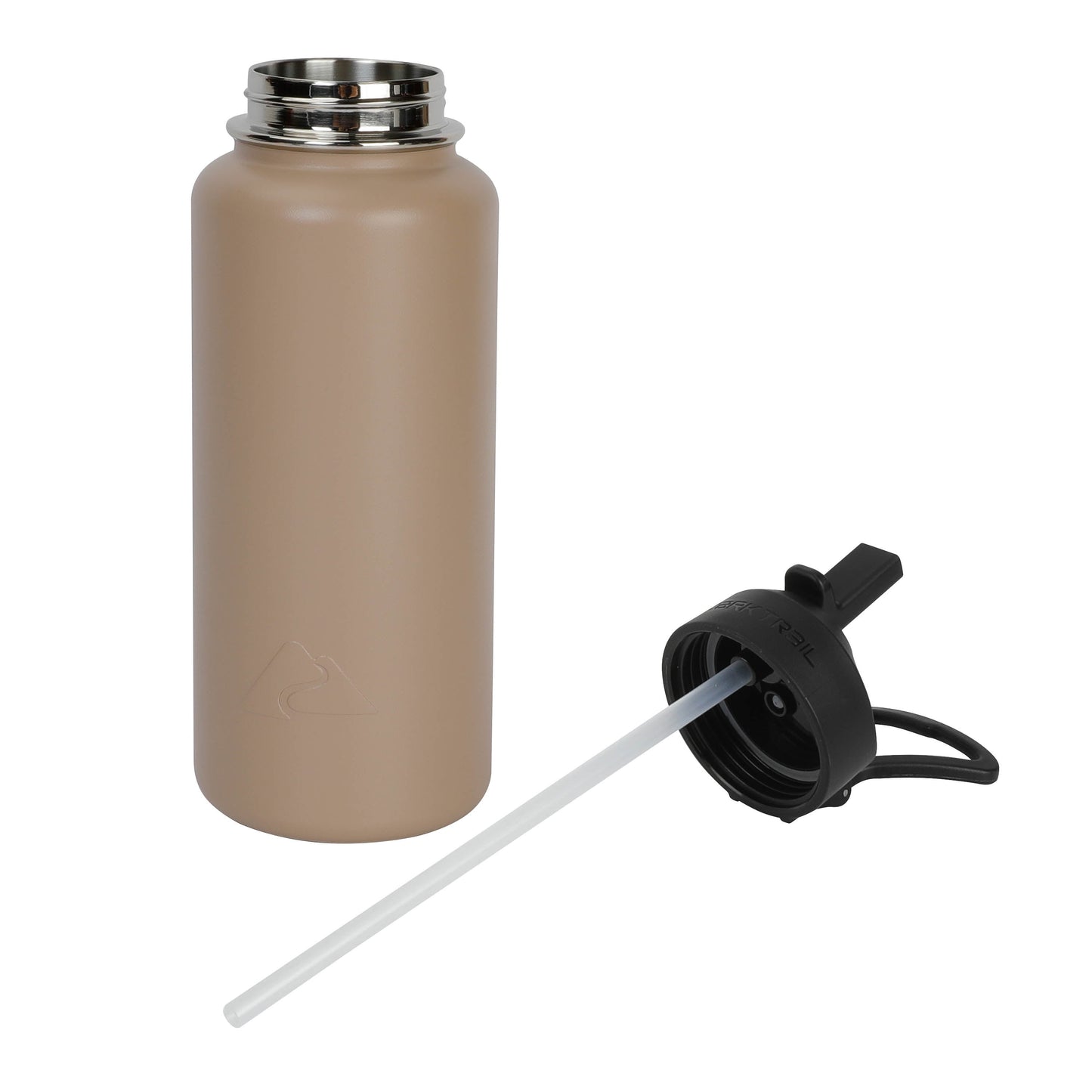 (3 Pack) 32 Oz Insulated Stainless Steel Wide Mouth Water Bottle, Tan, Flip Lid with Loop Handle