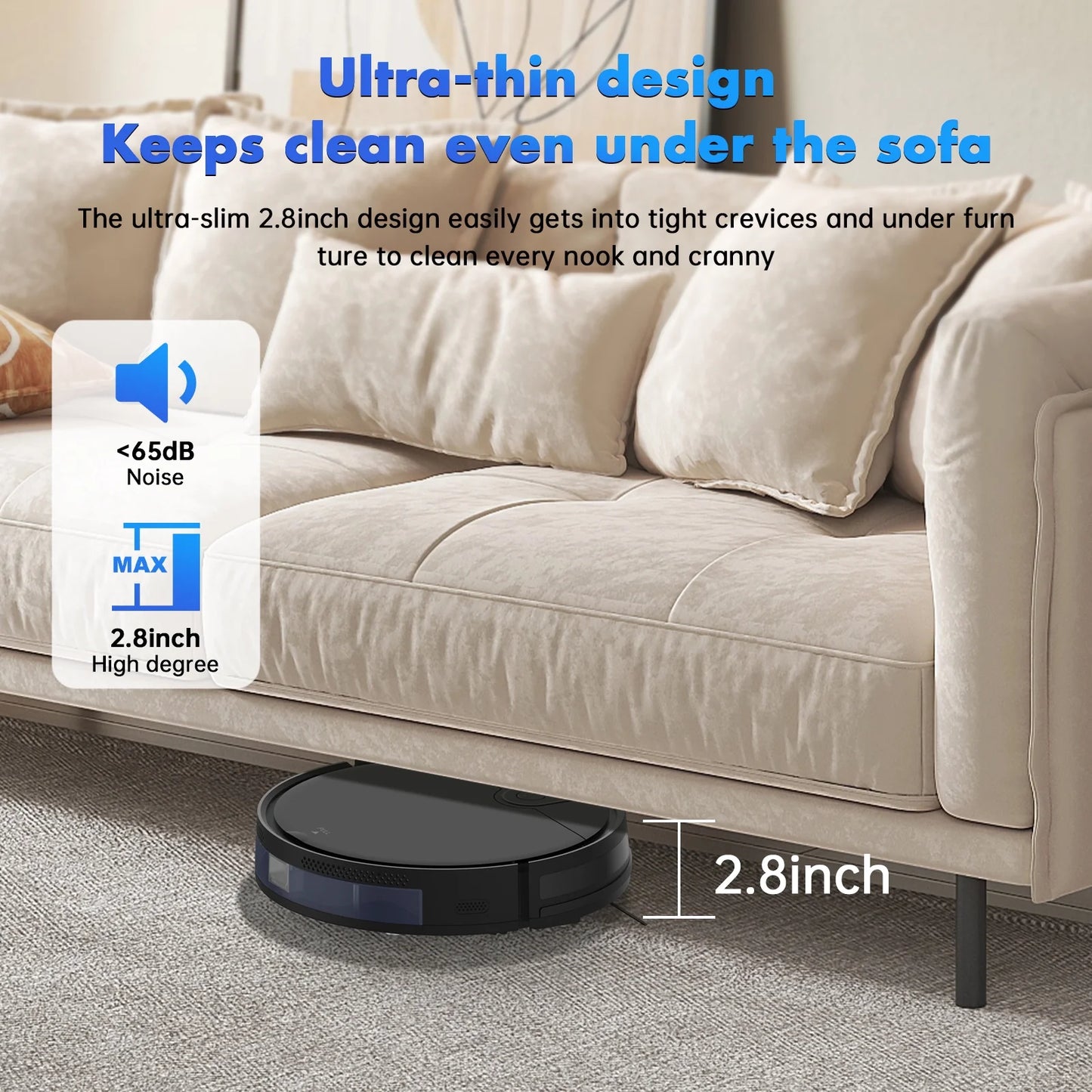 Robot Vacuum Cleaner 2 in 1 Vacuum and Mop Combo 3500Pa, with Alexa/ Wifi Control