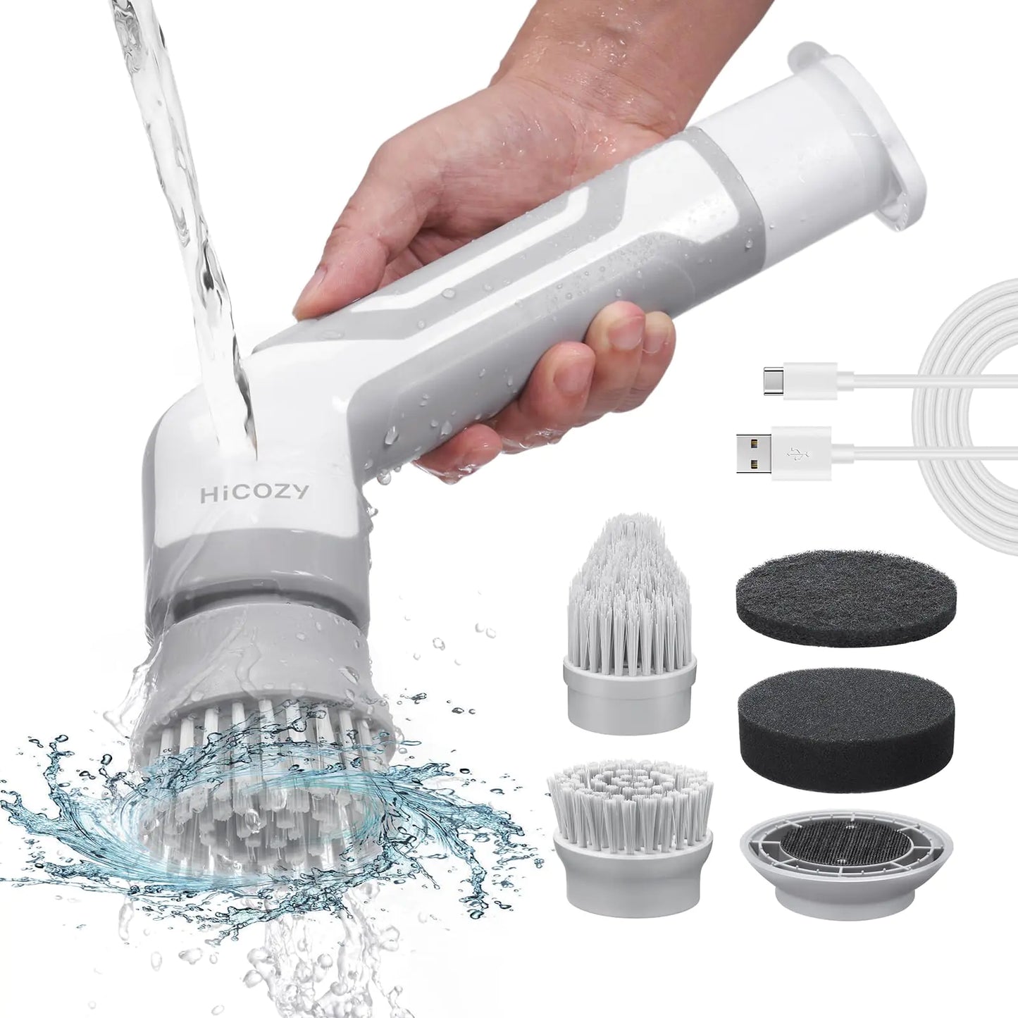 Cordless Electric Spin Scrubber – 4 Brush Heads & Dual Speed