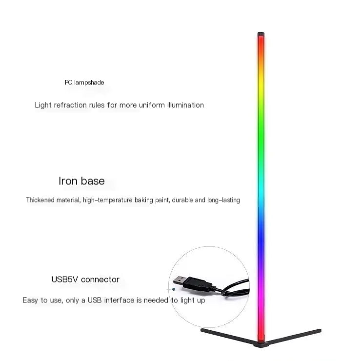 AuraSync™ Smart RGBIC Corner Floor Lamp – Dynamic Music Sync & Voice-Controlled Ambient LED Lighting
