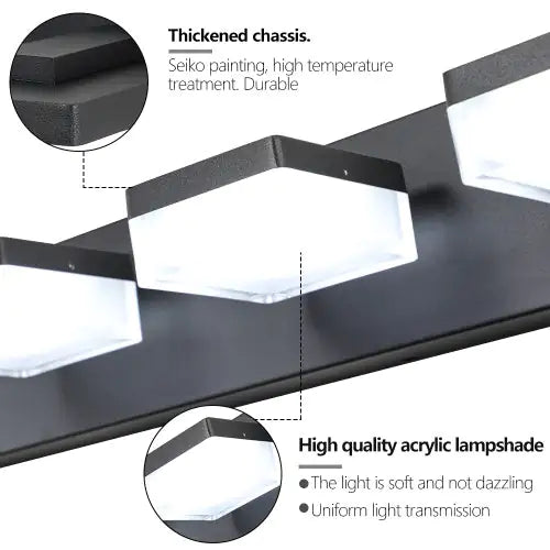 Luminaire™ 38-Inch Modern 6-Light LED Vanity Fixture – Matte Black Shadow-Free Bathroom Lighting