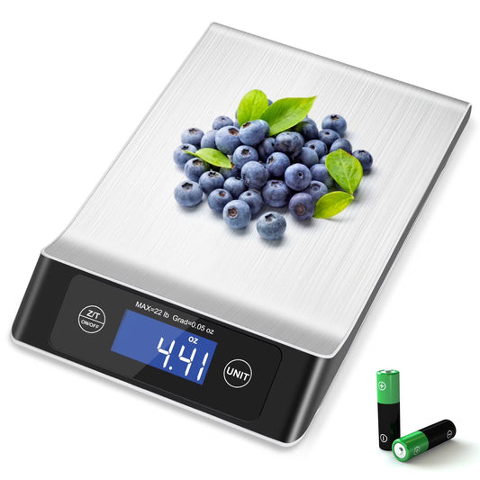 Food Scale, Kitchen Scale,  Food Scales for Kitchen, LCD Display in Grams, Ounces, Pounds, Kilogram, Milliliter, Stainless Steel, 7 Units with Tare Function