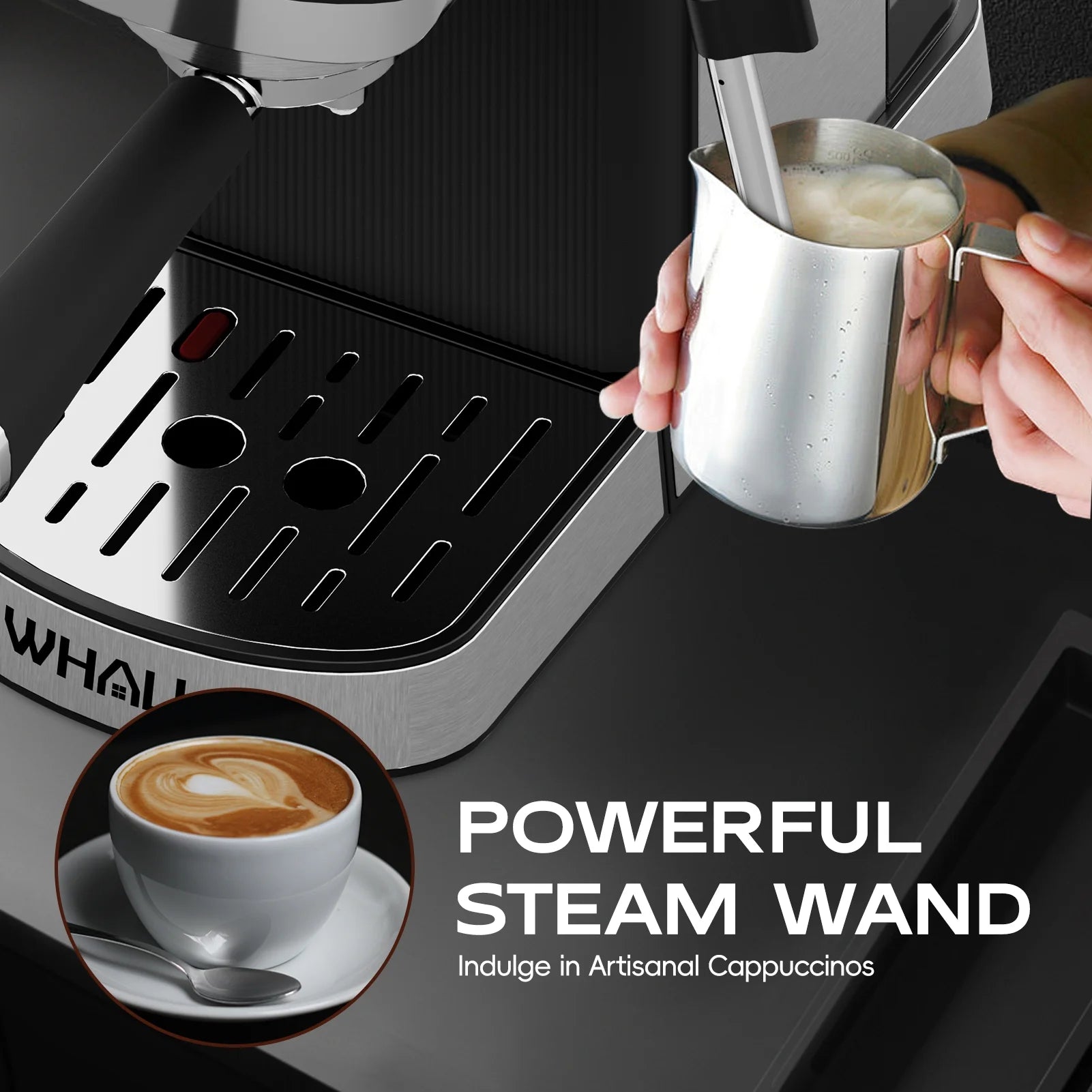 Touchscreen Espresso Machine 20 Bar with Milk Frother Steam Wand, Stainless Steel