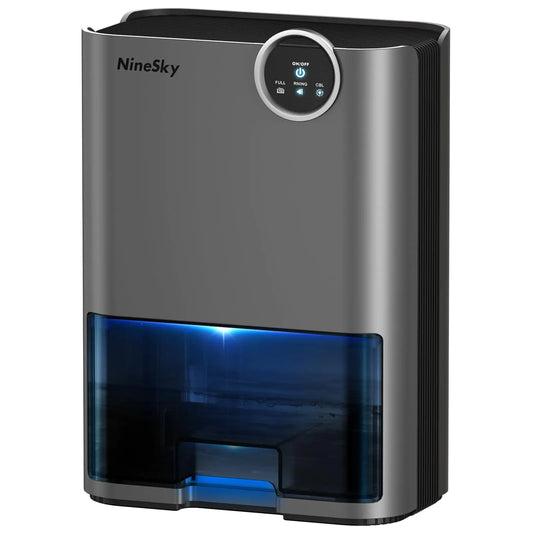 NineSky™ 70oz Dehumidifier for Home & Basement – 800 Sq. Ft. Compact Moisture Remover with Auto Shut-Off & LED Ambiance - NexaHome