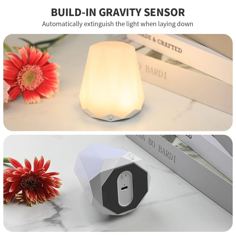 Night Lamp for Bedroom-Rechargeable, Dimmable Warm Light, with Touch Sensor, for Baby Sleep, Bedside Mini Table LED Lamps
