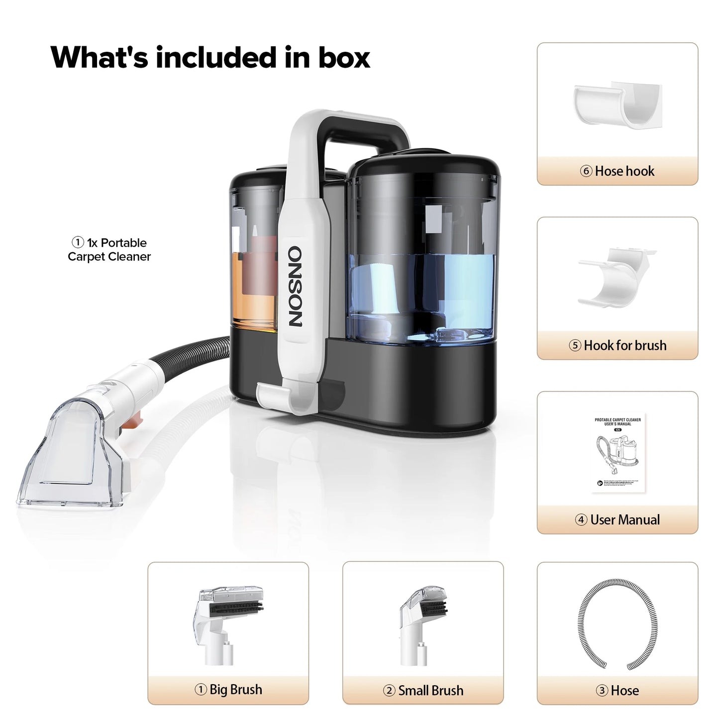 Portable Carpet Cleaner Machine, Upholstery Spot Vacuum Cleaner, White