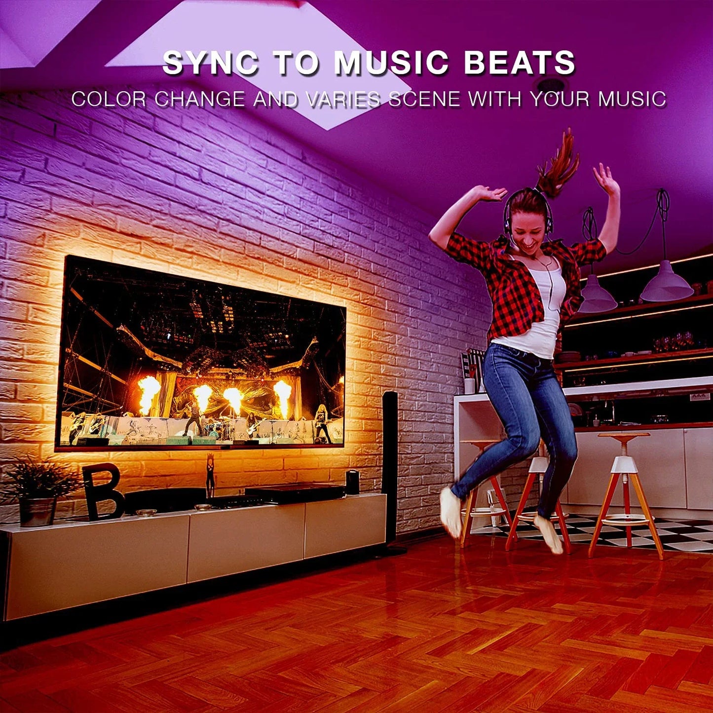 TV LED Backlights, Smart Led Strip Lights 15 Feet for 65-75In Tv, USB Backlight Kit with Remote 5050 RGB Bias Mood Lamp for Bedroom, Room HDTV