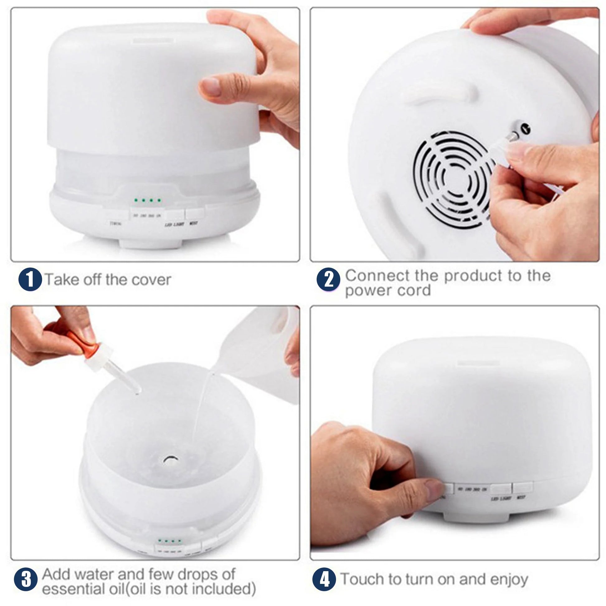 500Ml Essential Oil Diffuser with Remote Control , Aroma Diffuser Air Humidifier for Home