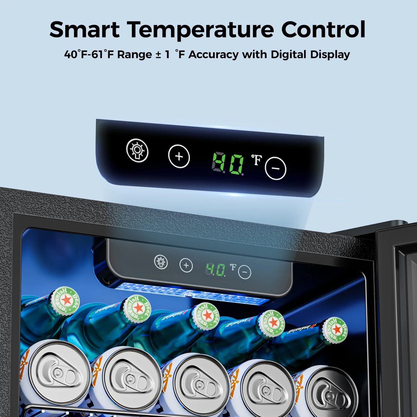 55 Cans Mini Beverage Refrigerator & Portable Beverage Cooler with Glass Door, Mini Fridge for Home/Office/Bar,Black