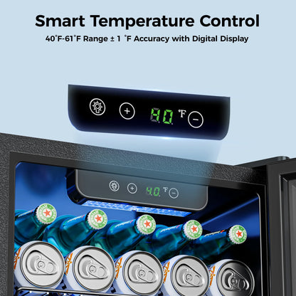 55 Cans Mini Beverage Refrigerator & Portable Beverage Cooler with Glass Door, Mini Fridge for Home/Office/Bar,Black