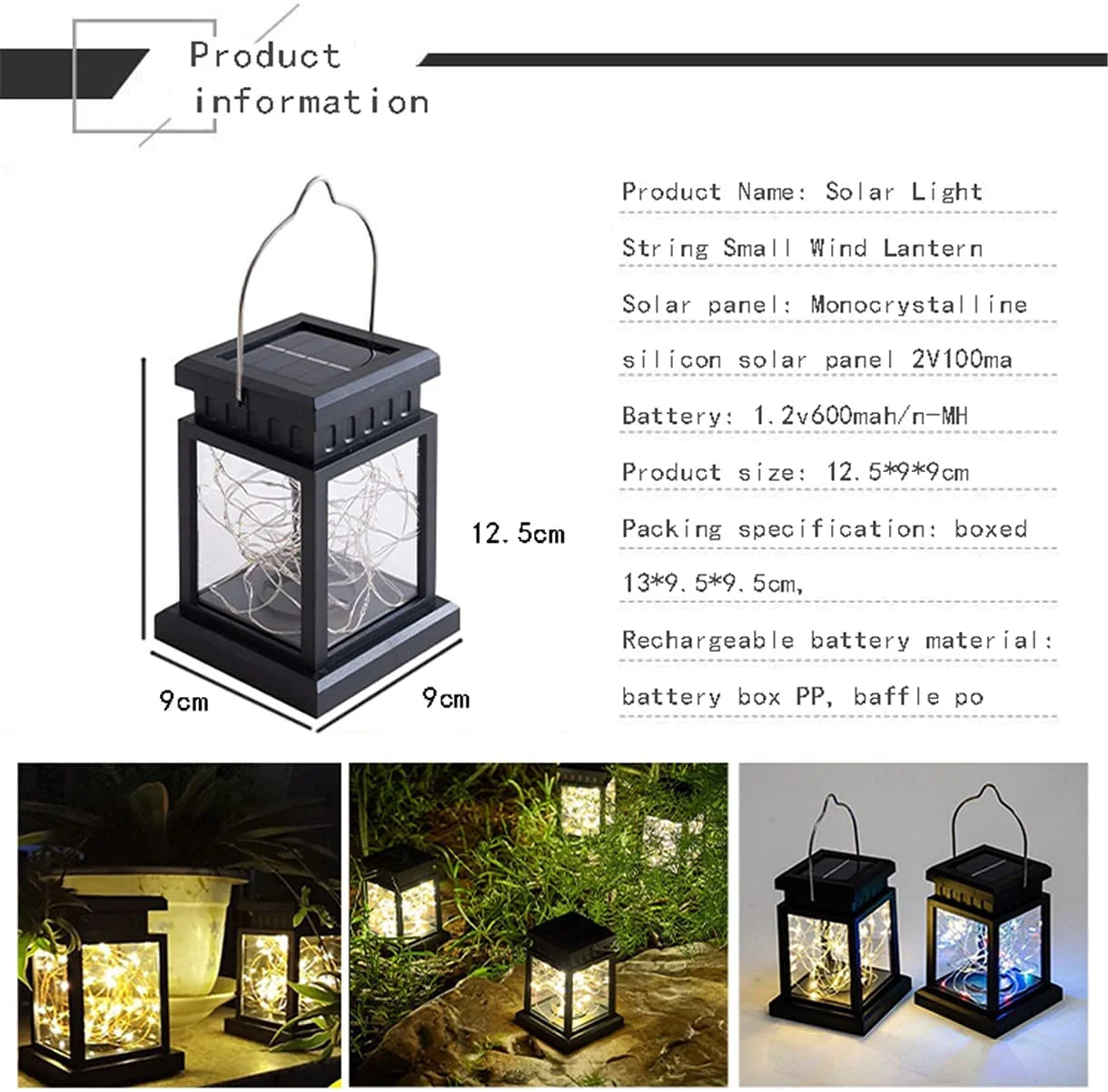 Outdoor Solar Lanterns, Waterproof Hanging Lights with Retro Design, Warm White LED Fairy Lights for Garden, Patio, Yard, Tabletop Decoration (Pack of 2)