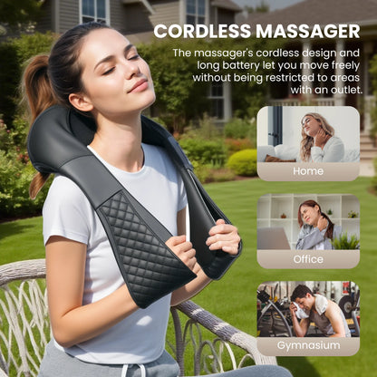 Cordless Neck Back Massager with Heat, 4D Shiatsu Shoulder Massager for Pain Relief, Gifts for Mom Dad