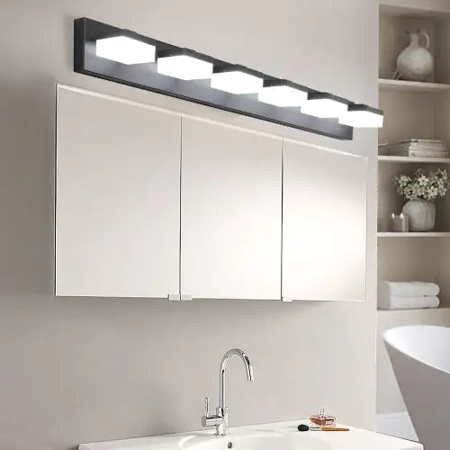 Luminaire™ 38-Inch Modern 6-Light LED Vanity Fixture – Matte Black Shadow-Free Bathroom Lighting