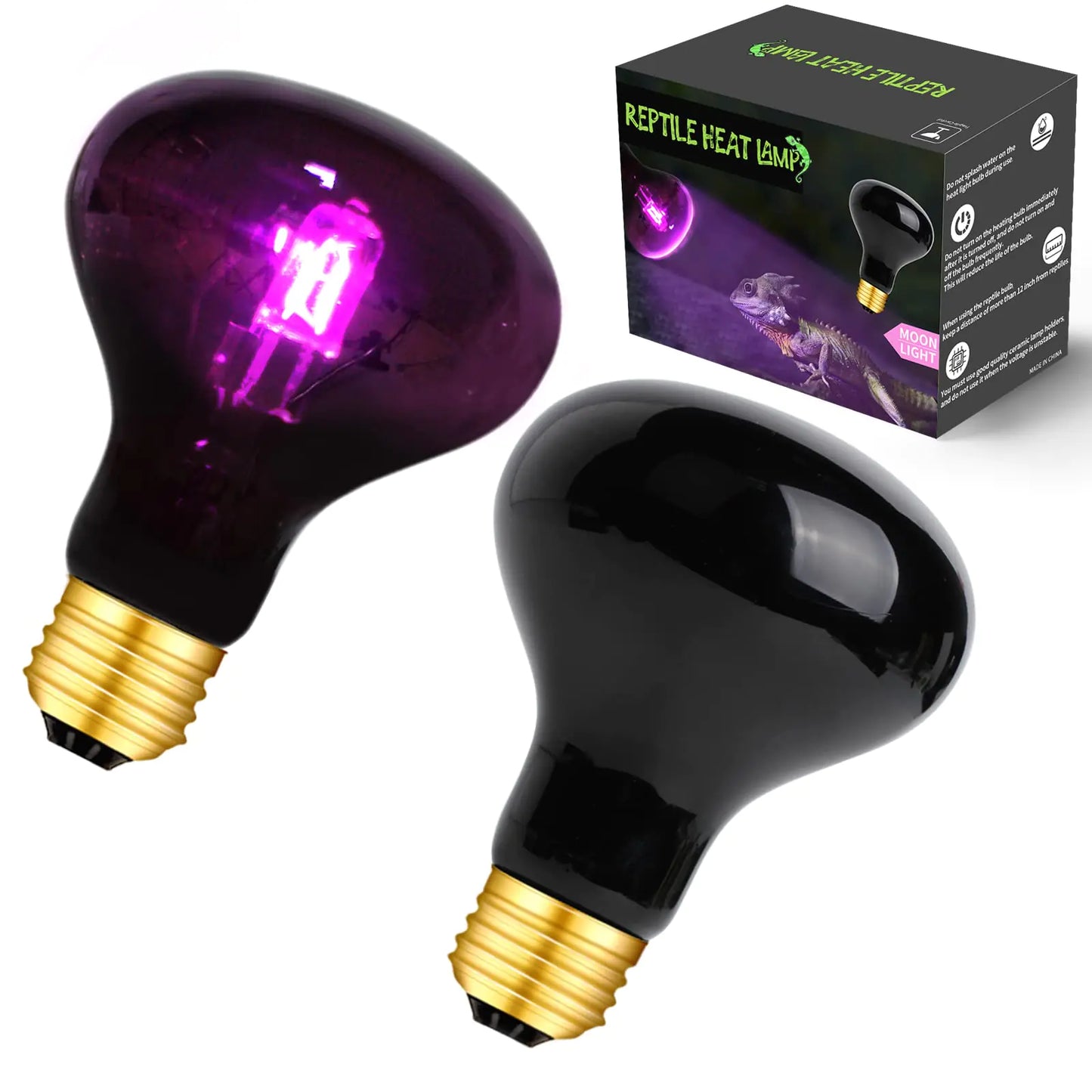 TerraGlow™ 100W Night Heat Lamp – 2-Pack True Moonlight Infrared Basking Bulbs for Reptiles & Amphibians - NexaHome