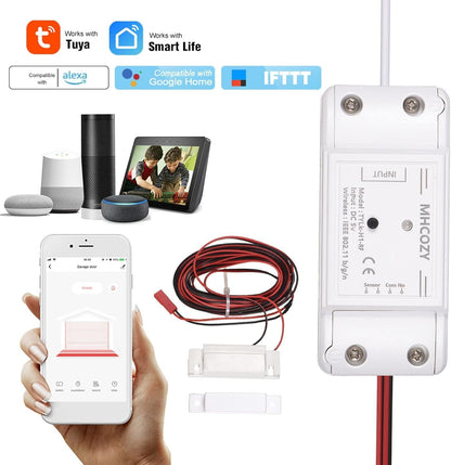 5V Wifi Smar Garage Door Opener Remote Controller,Monitor Garage Open Close Status by Phone Tuya App Anywhere,Compatible with Alexa Google Home