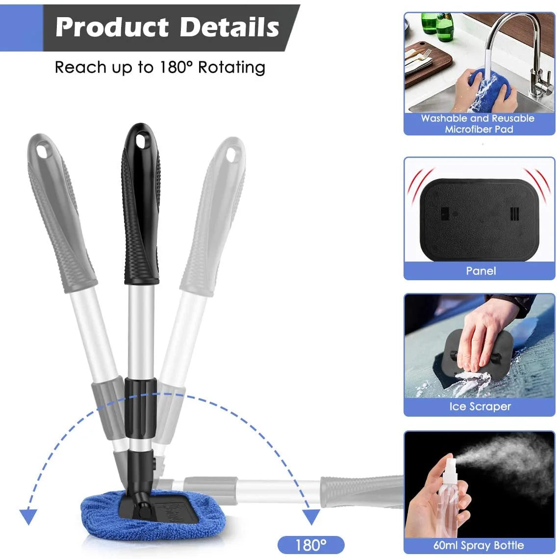 Microfiber Cleaning Cloths, Car Cleaning Supplies Microfiber Towels, Car Wash Kit, Automotive Cleaners Windshield Glass Cleaning Tool, Cleaner for Car Window, for Gifts