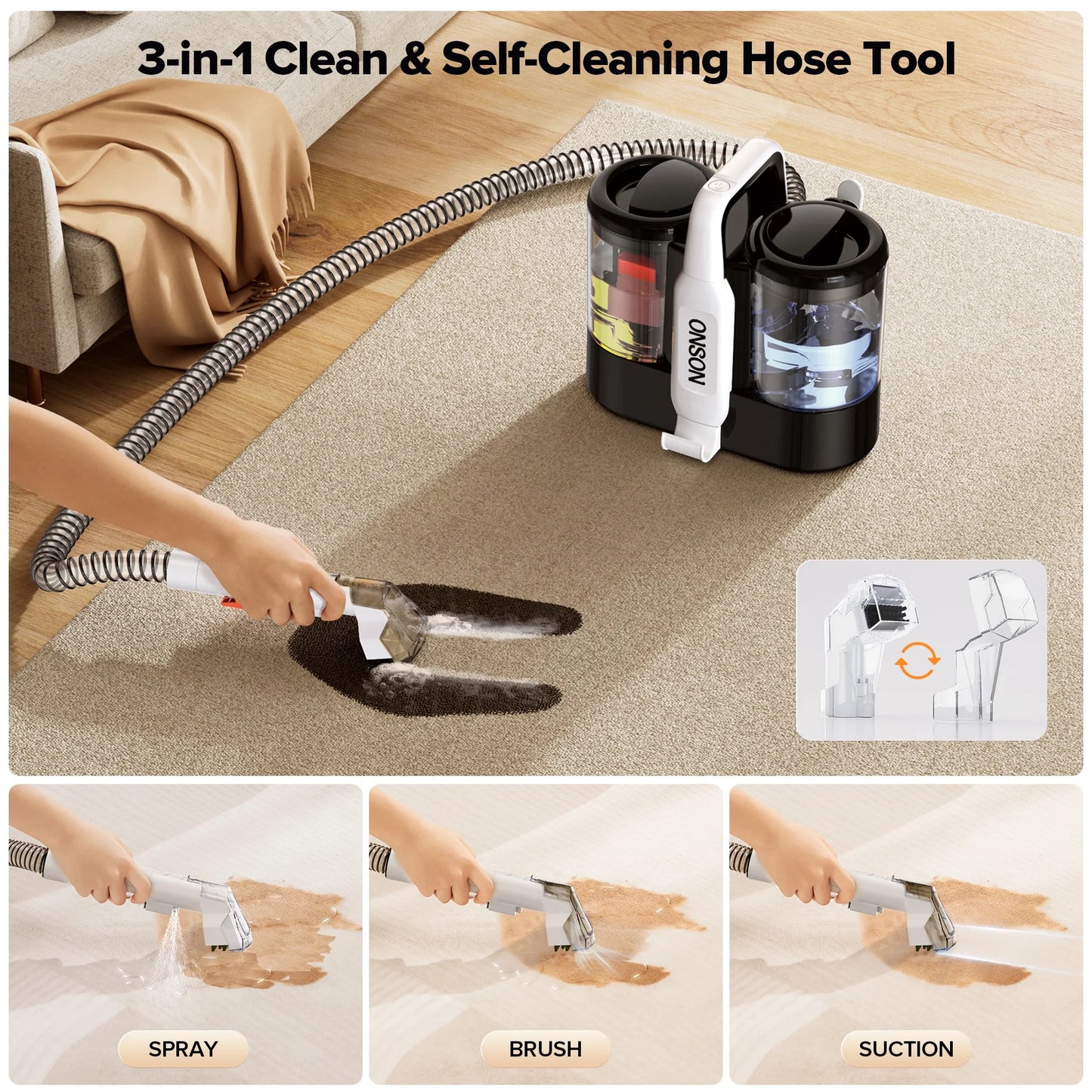 Portable Carpet Cleaner Machine, Upholstery Spot Vacuum Cleaner, White