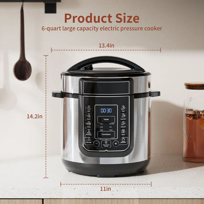 9-In-1 Electric Pressure Cooker 6 Quart, 14 Presets Instant Multi-Function Cooker, Non-Stick Pot, Cake Maker, Pudding Maker, 2PCS