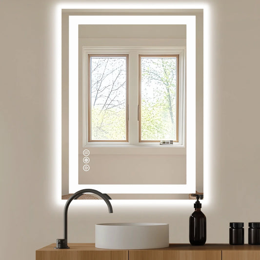 LED Bathroom Mirror 28"X 326" with Stepless Dimmable Wall Mirrors with Anti-Fog, Vanity Mirror with 3 Color Modes, Shatter-Proof, Bathroom Mirror with LED Lights