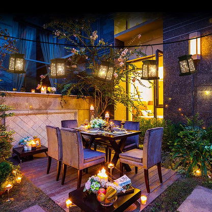 Outdoor Solar Lanterns, Waterproof Hanging Lights with Retro Design, Warm White LED Fairy Lights for Garden, Patio, Yard, Tabletop Decoration (Pack of 2)