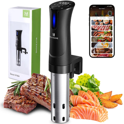 1100W WIFI Sous Vide Cooker,Ultra-Quiet Fast-Heating Immersion Circulator Temperature and Digital Display,W/ APP Recipe