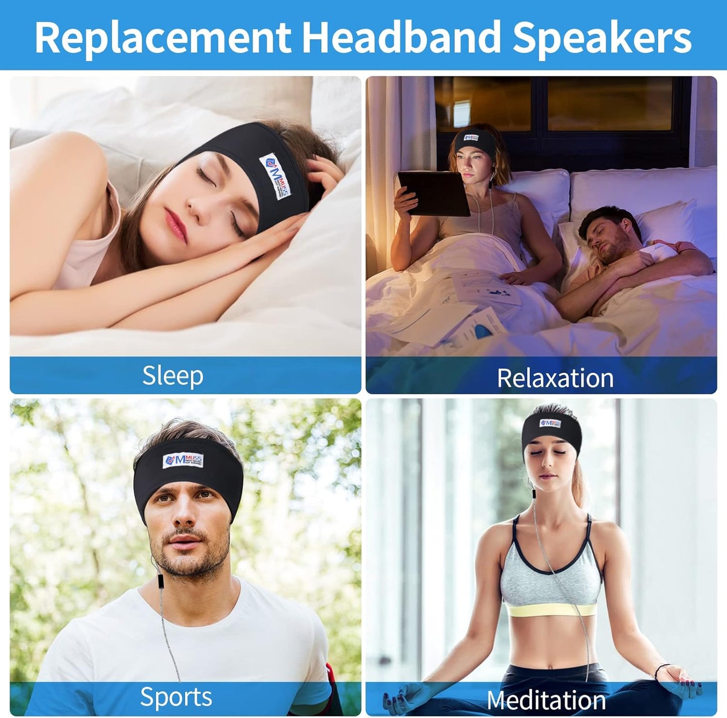 Sleep Ultra Thin Pillow Speakers with Stereo for Sleep Headphones. Headband Headphone Replacement (3.5Mm Interface)
