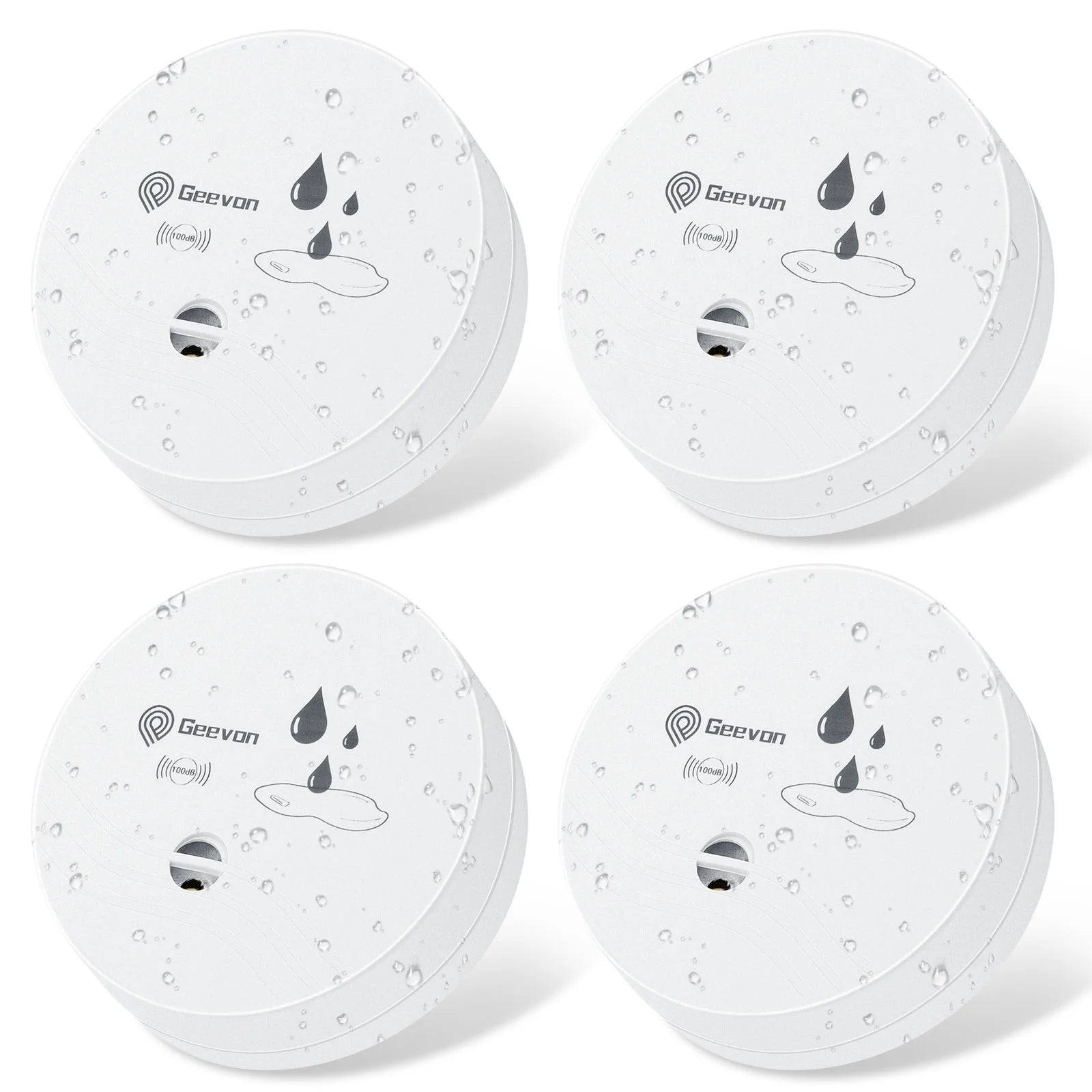 4 Pack Water Leak Detectors for Home, 100Db Water Sensor Alarm Leak Detector for Basements, Bathrooms, Kitchens, Garages, Battery-Operated (Battery Included)
