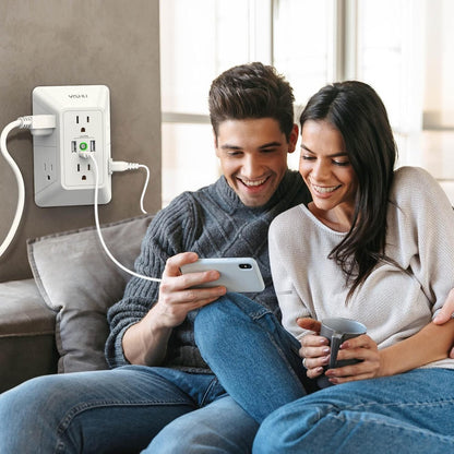 5 Outlet Extender Surge Protector Multi Plug Wall Adapter USB Charger Ports