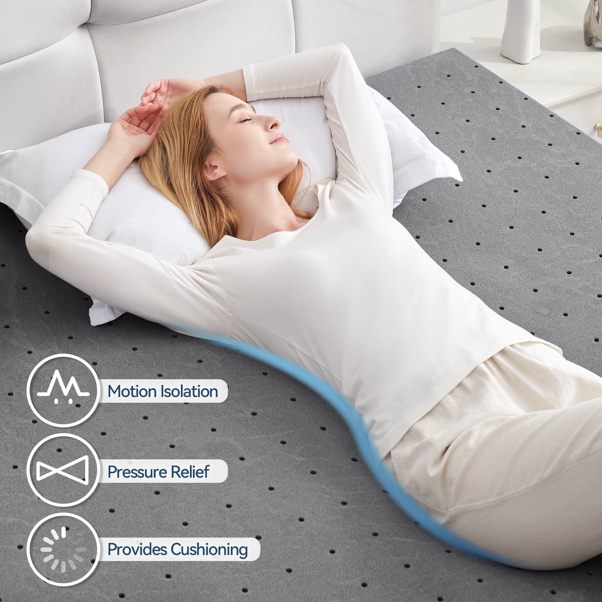 2 Inch Mattress Topper, Cooling Gel Memory Foam Mattress Topper, Bed Topper, Soft, Full Size