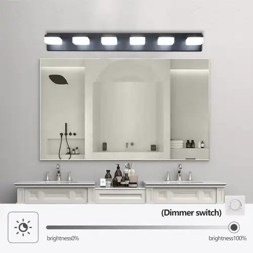 Luminaire™ 38-Inch Modern 6-Light LED Vanity Fixture – Matte Black Shadow-Free Bathroom Lighting