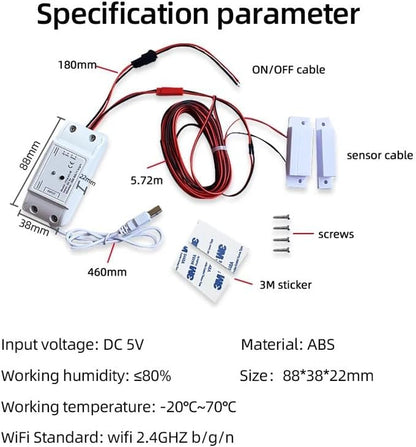 5V Wifi Smar Garage Door Opener Remote Controller,Monitor Garage Open Close Status by Phone Tuya App Anywhere,Compatible with Alexa Google Home