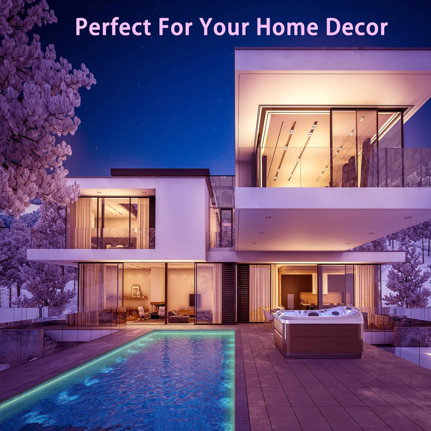 100Ft Outdoor LED Strip Lights Waterproof IP67,RGB Led Light Strips with Remote Control and Music Sync Mains Powered for outside Garden House Pool Roof Lawn Decor