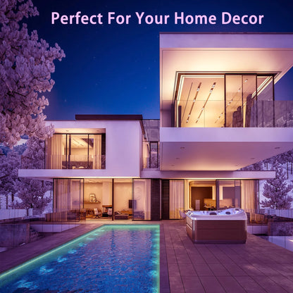 100Ft Outdoor LED Strip Lights Waterproof IP67,RGB Led Light Strips with Remote Control and Music Sync Mains Powered for outside Garden House Pool Roof Lawn Decor