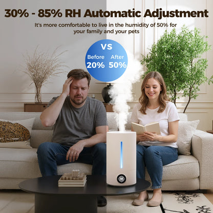 5L Cool Mist Humidifiers, Top Water Filling & 24H Timer Ultrasonic Humidifier, Custom Humidity Setting, 7+1 Color Ambient Light & Aroma Tray, 28Db Silent Humidifier for Home