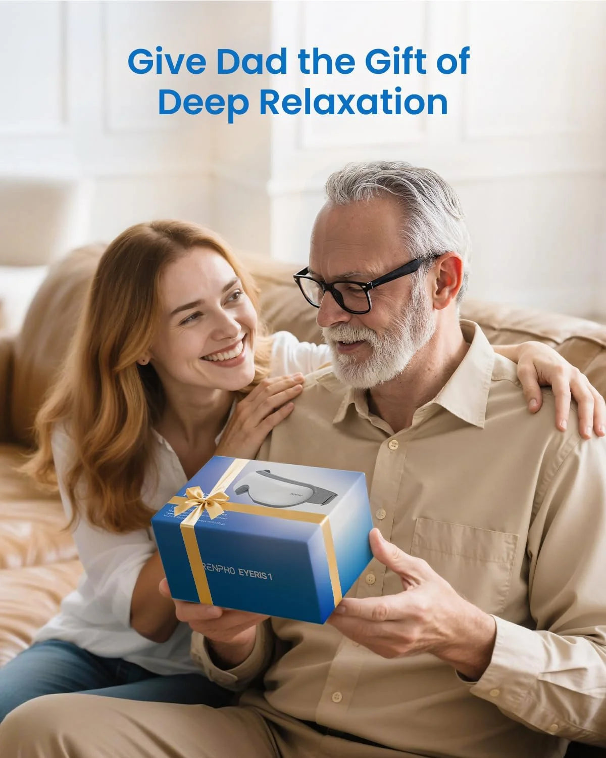 Eye Massager with Heat & Vibration – 5 Massage Modes, Bluetooth Music, Adjustable Headband, USB Rechargeable - Black