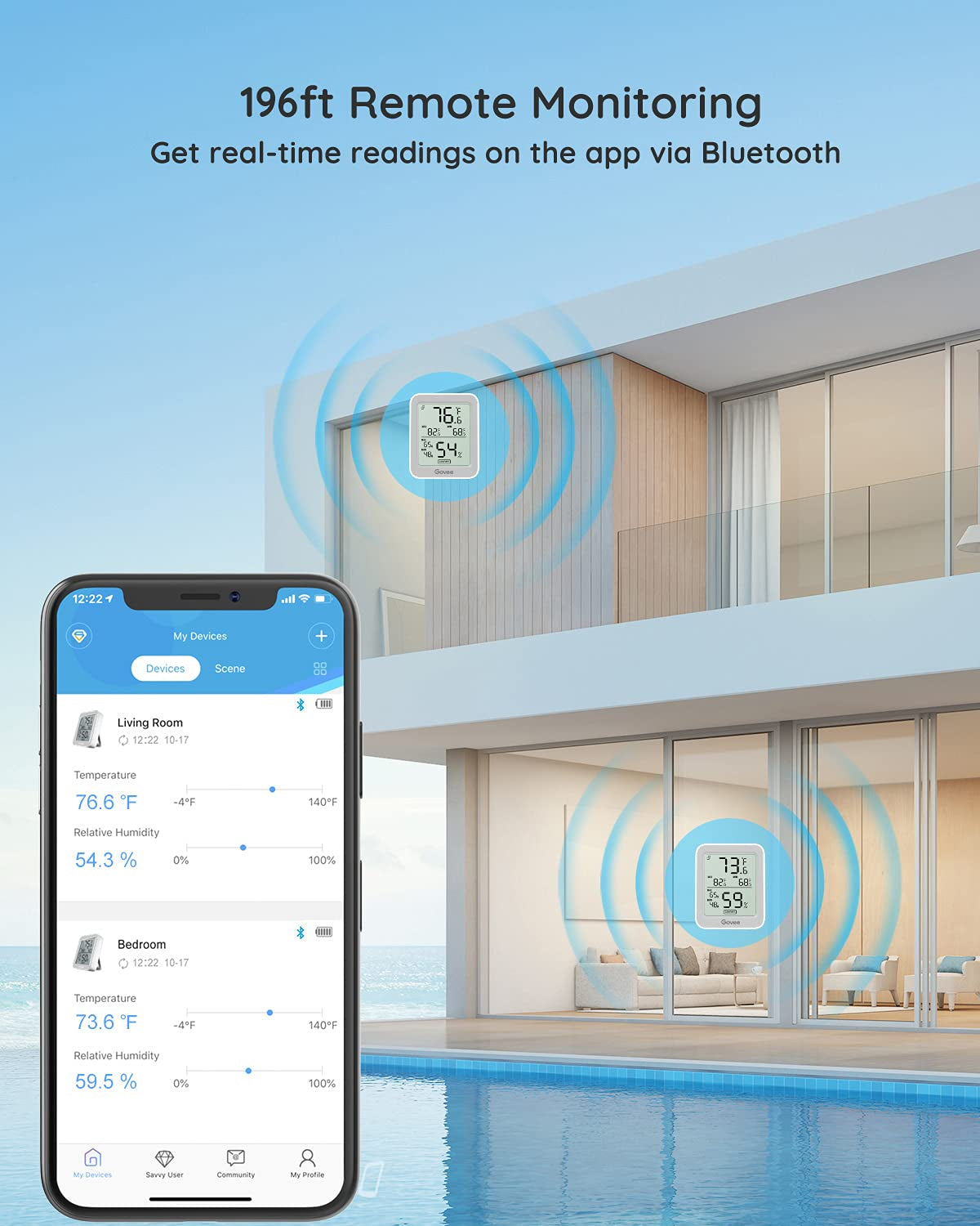 Indoor Hygrometer Thermometer 2 Pack, Humidity Temperature Gauge with Large LCD Display, Notification Alert with Max Min Records, 2 Years Data Storage Export for Room Greenhouse, Grey