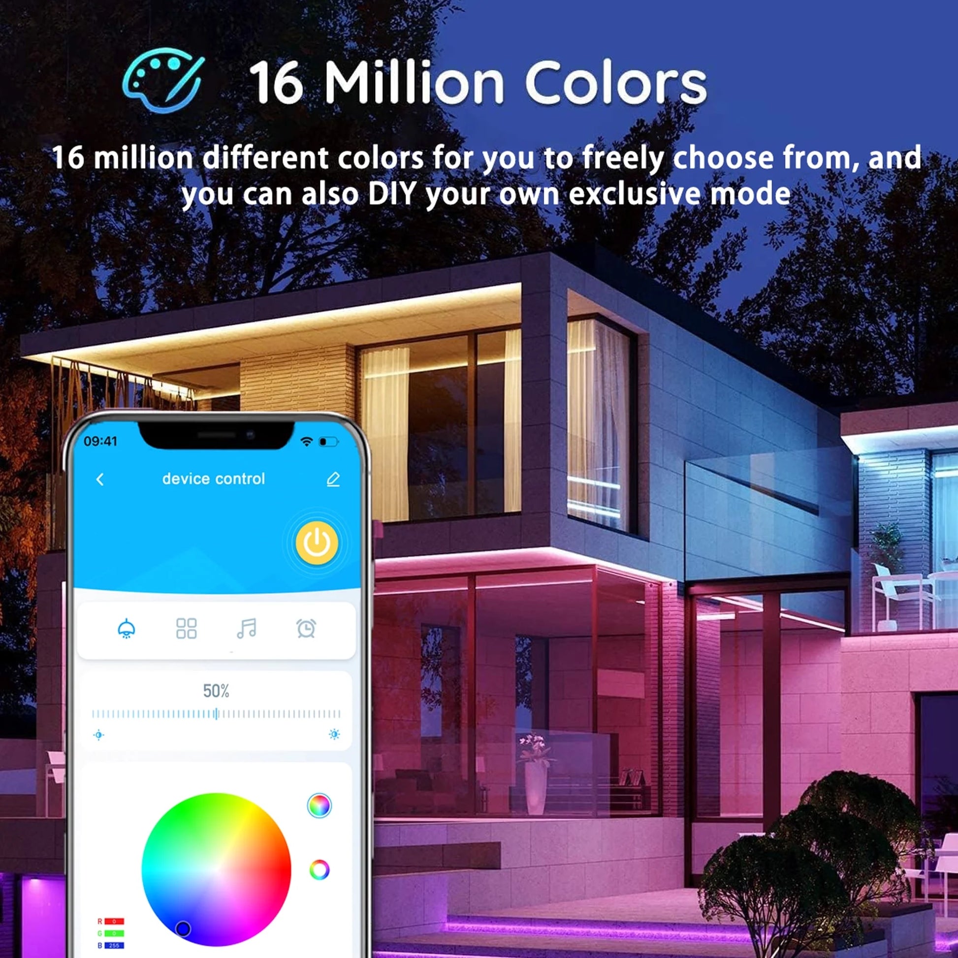 100Ft Outdoor LED Strip Lights Waterproof IP67,RGB Led Light Strips with Remote Control and Music Sync Mains Powered for outside Garden House Pool Roof Lawn Decor