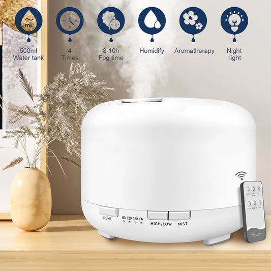 500Ml Essential Oil Diffuser with Remote Control , Aroma Diffuser Air Humidifier for Home