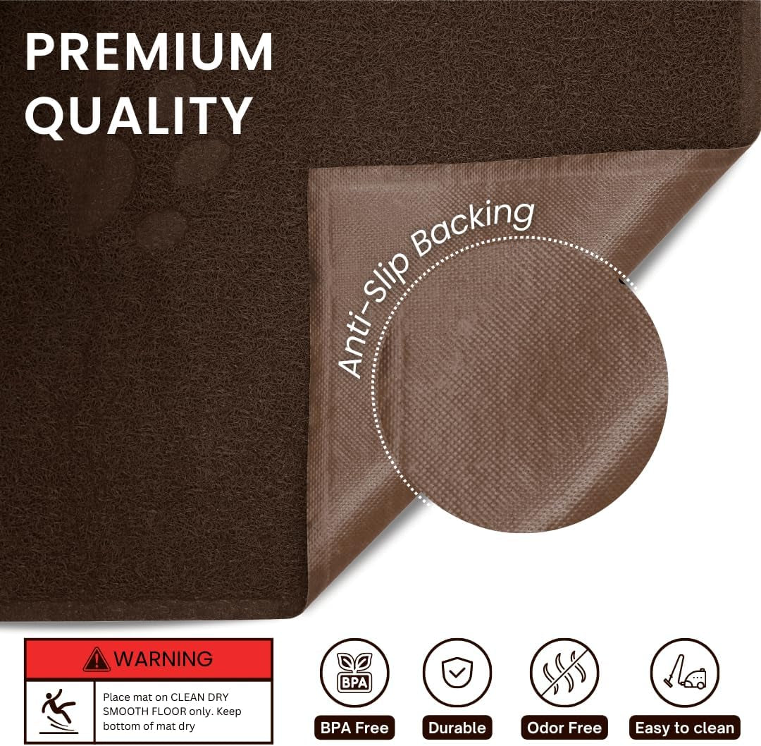 Andalus Medium Cat Litter Mat, Pack of 1 - Waterproof, Non-Slip & Easy to Clean Cat Litter Box Mat for Extra Efficient Pet Litter-Trapping, Brown (23.5” X 15.75”)