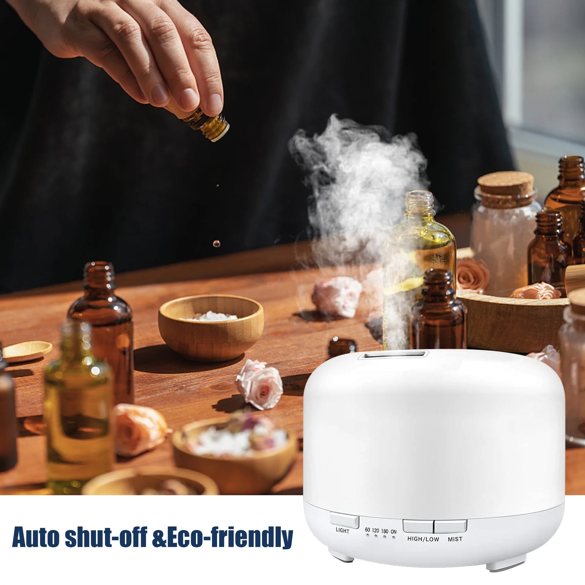 500Ml Essential Oil Diffuser with Remote Control , Aroma Diffuser Air Humidifier for Home