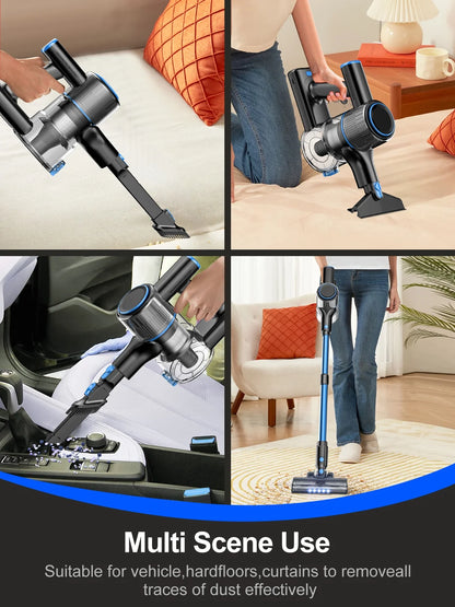 Cordless Vacuum Cleaner, 30Kpa Powerful Suction 8-In-1 Stick Vacuum with LED Display, 3 Modes Suction, Lightweight Vacuum for Hardwood Floor/Carpet/Pet Hair, Blue