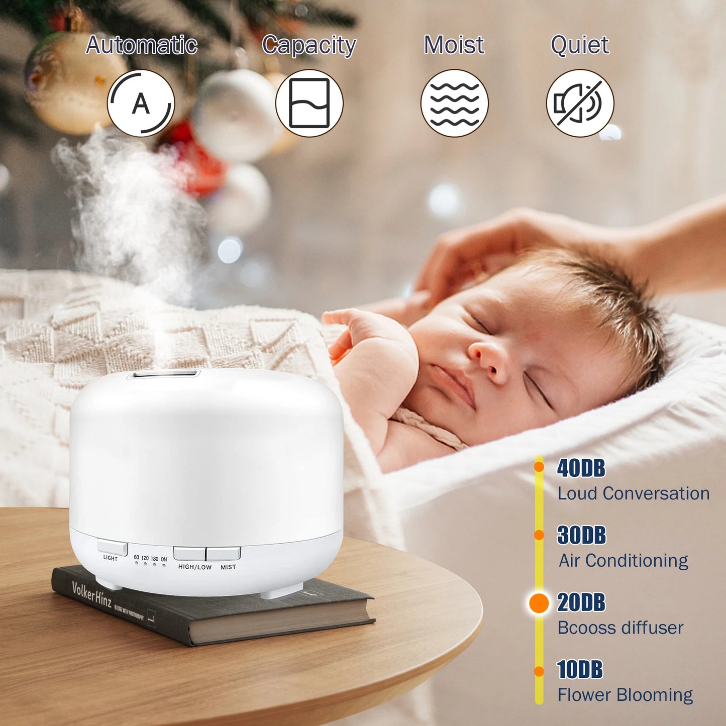 500Ml Essential Oil Diffuser with Remote Control , Aroma Diffuser Air Humidifier for Home