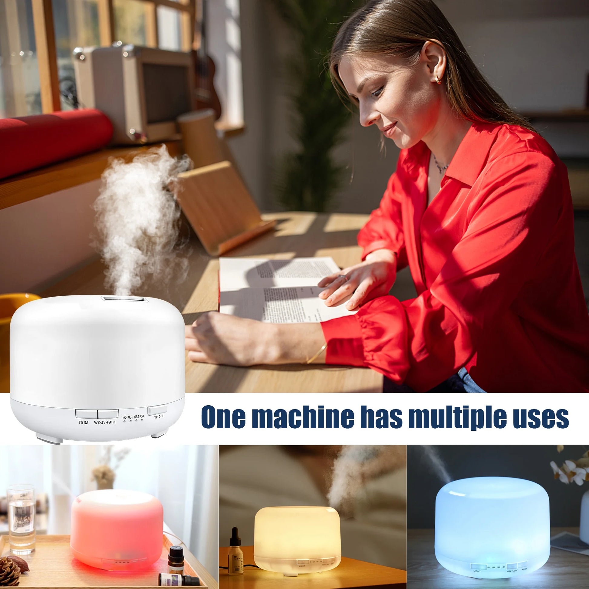 500Ml Essential Oil Diffuser with Remote Control , Aroma Diffuser Air Humidifier for Home