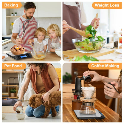 Food Scale, Kitchen Scale,  Food Scales for Kitchen, LCD Display in Grams, Ounces, Pounds, Kilogram, Milliliter, Stainless Steel, 7 Units with Tare Function