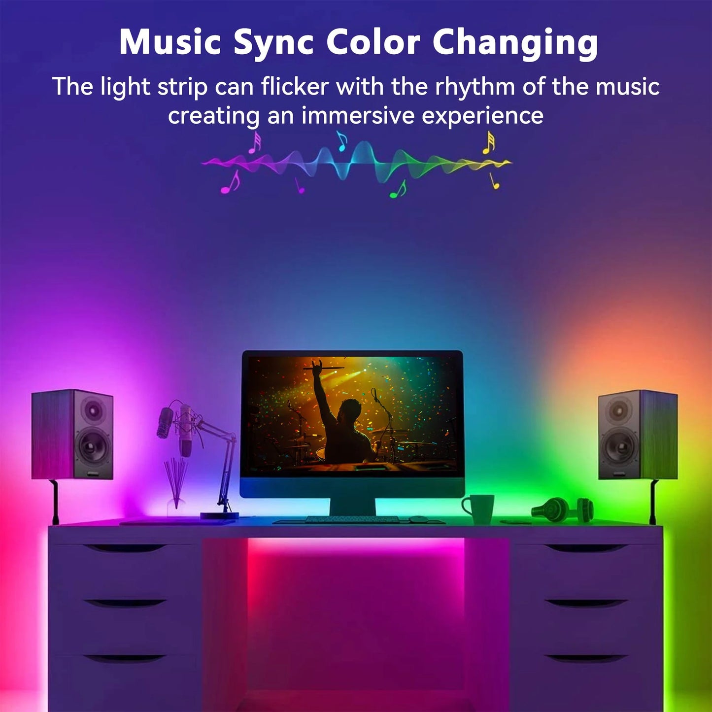 100Ft Outdoor LED Strip Lights Waterproof IP67,RGB Led Light Strips with Remote Control and Music Sync Mains Powered for outside Garden House Pool Roof Lawn Decor