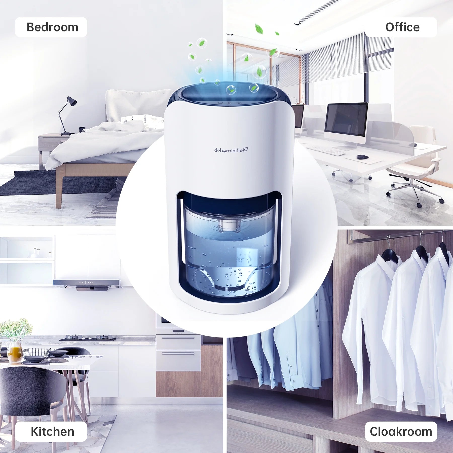 1200ML Portable Quiet Dehumidifier (480 Sq Ft) Automatic Defrosting Dehumidifier for Bedroom