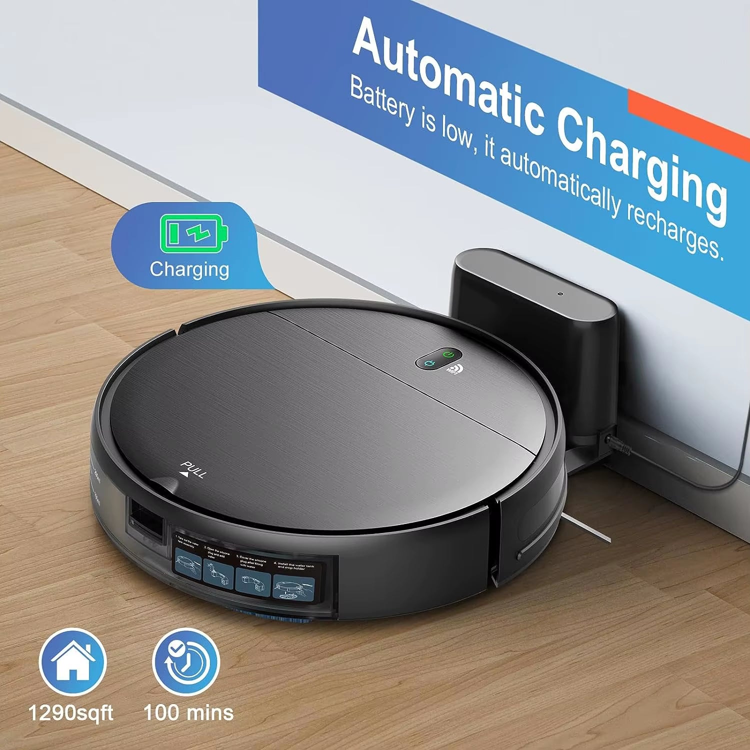 Robot Vacuum Cleaner 15Kpa Power Auto Charging App Control Water Tank Wet Mopping Robot Vacuum Cleaner Electric Sweeper