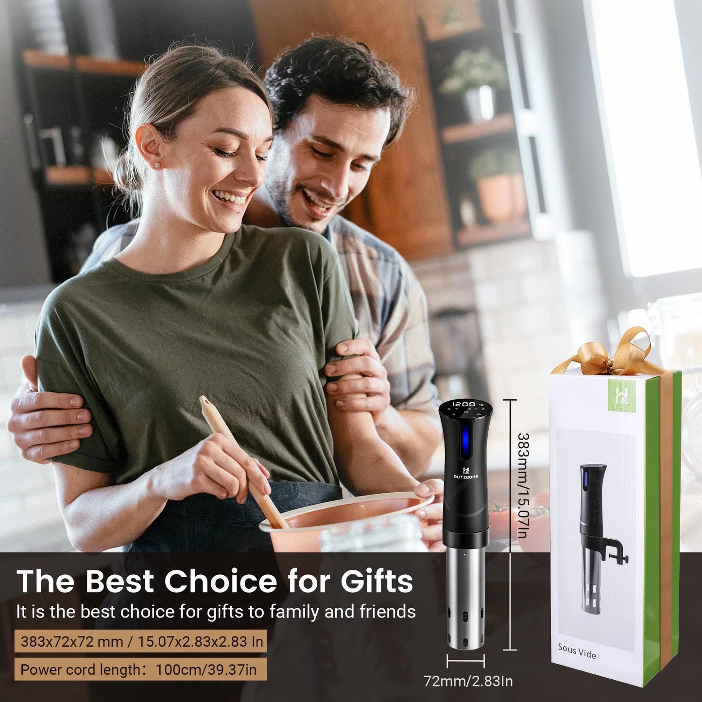 1100W WIFI Sous Vide Cooker,Ultra-Quiet Fast-Heating Immersion Circulator Temperature and Digital Display,W/ APP Recipe