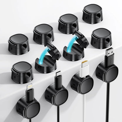 MagHold™ Pro Magnetic Cable Clips (12-Pack) – Adjustable 90° Locking Cord Organizer for Desk, Car, and Nightstand