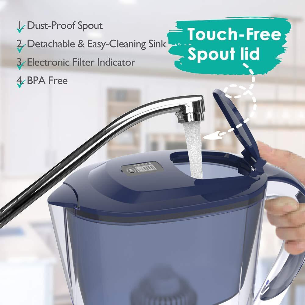 Simpure Water Filter Pitcher Bpa-Free, Reduce TDS 10 Cup 3.5L 1 Pitcher 4 Filter